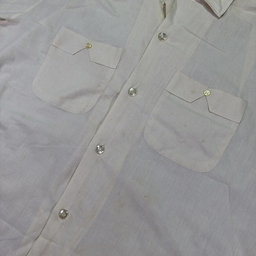 60s Loop Collar Anthony Dacron Button Up XL Shirt sleeve Mod Fashion